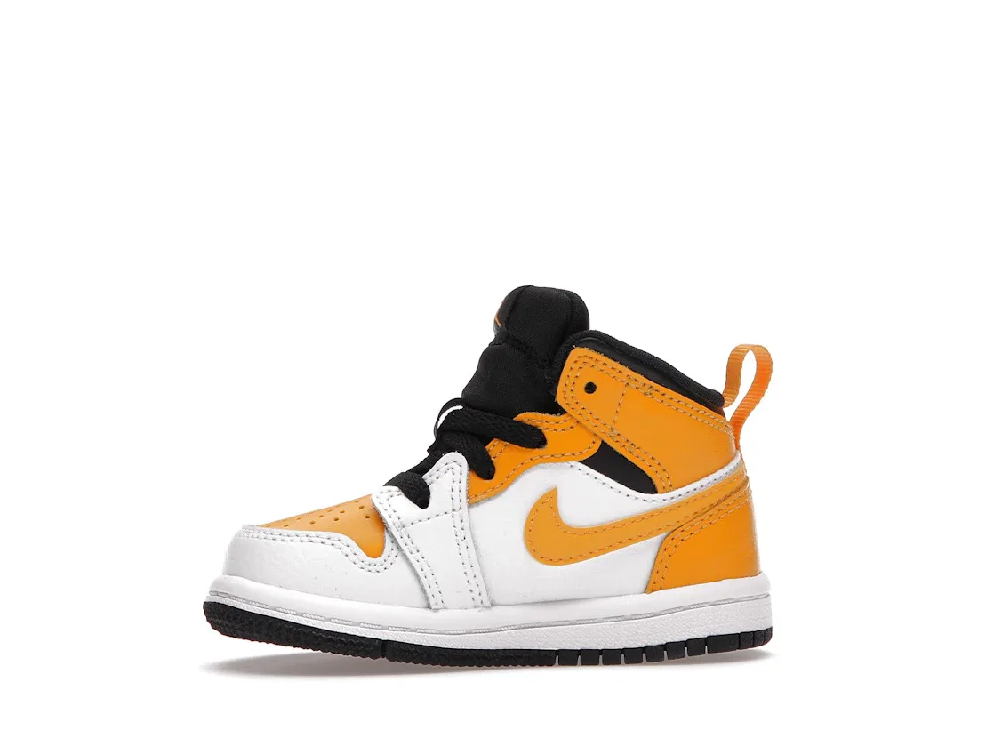 Детские кроссовки с высоким берцем Jordan 1 Mid University Gold, White/University Gold-Black — фото 3