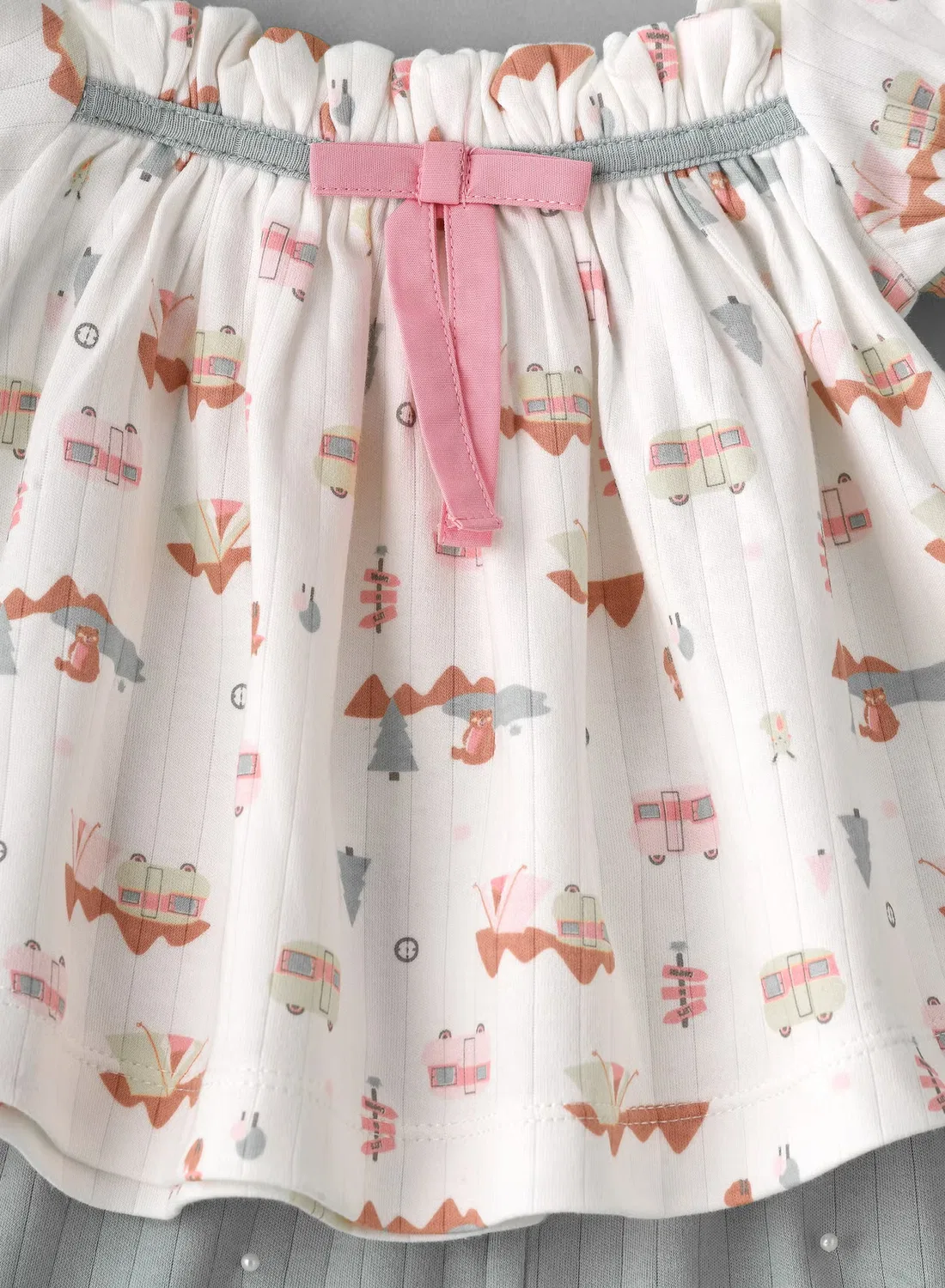 Комплект с принтом кемпинга и шортами в рубчик Elegant Kids, мультиколор — фото 3