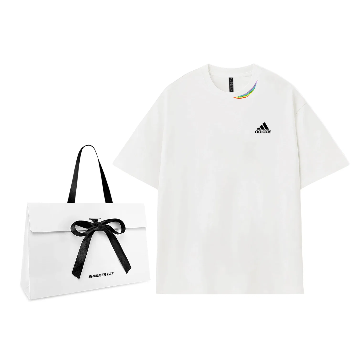 Женская футболка хлопковая с принтом Must Haves Adidas, Ecru Exclusive Shopping Bag