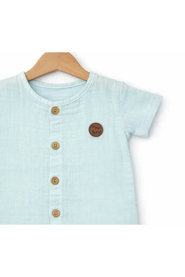 Детский комбинезон хлопковый Muslin For My Baby, Blue — фото 2