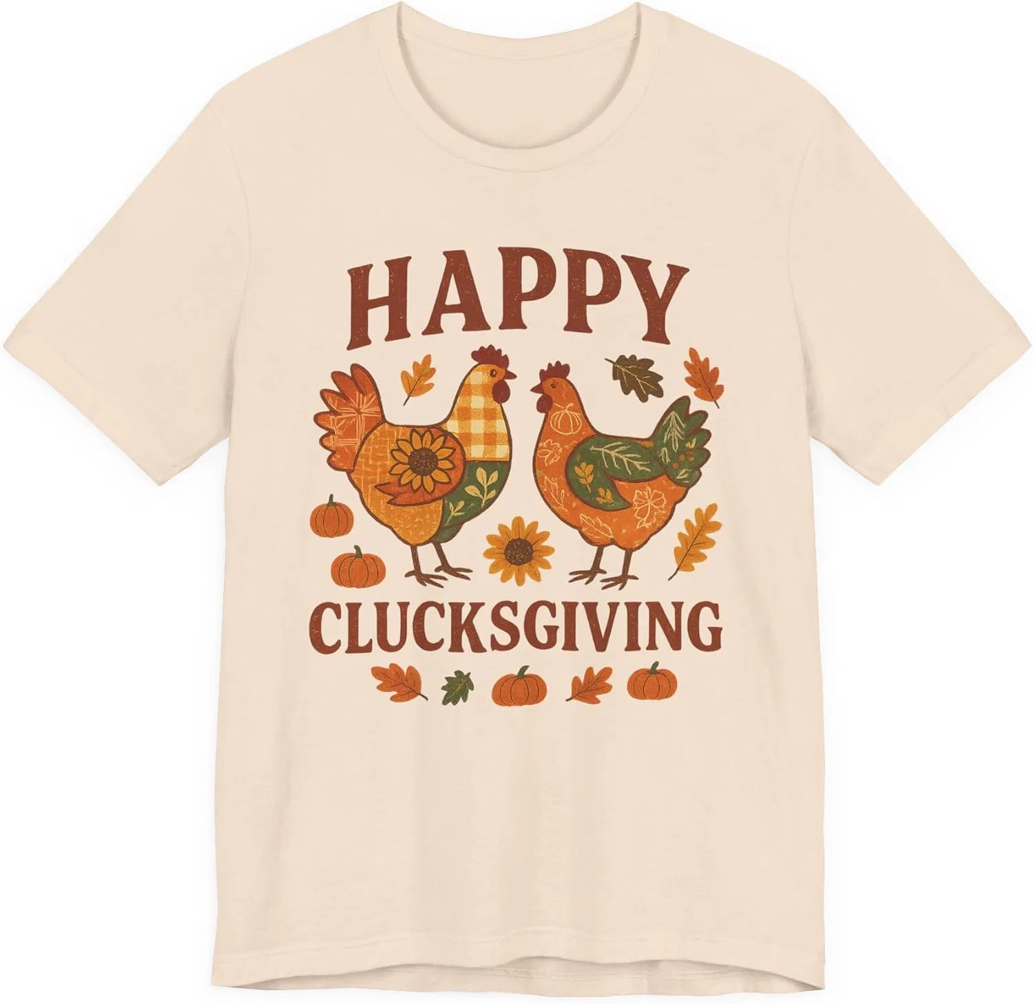 Женская футболка с принтом Happy Clucksgiving Bella+canvas, Soft Cream — фото 3
