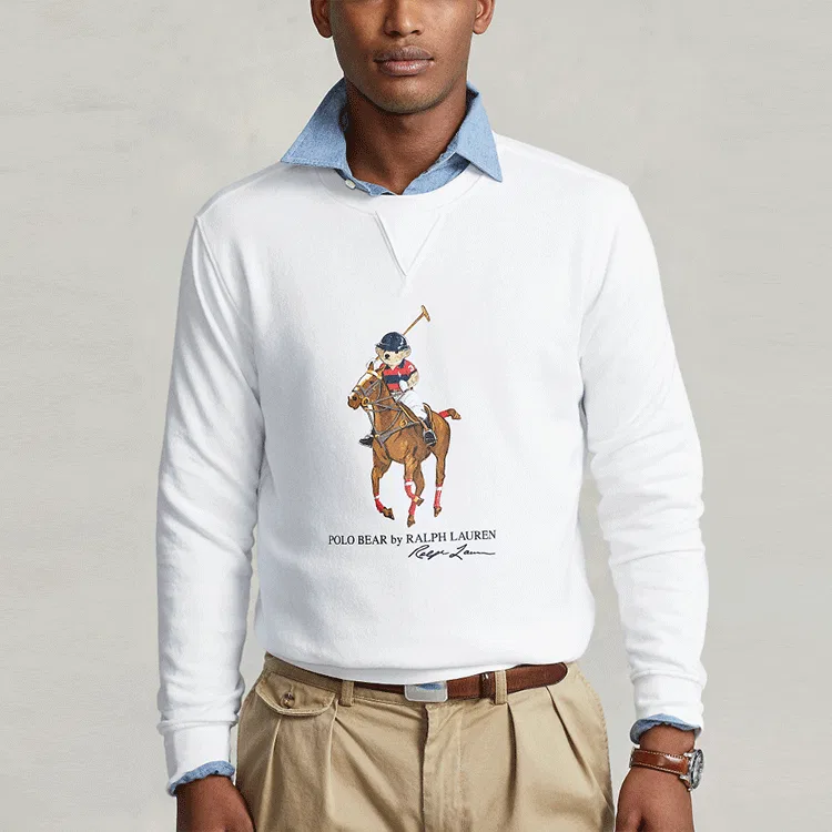Мужской свитшот с принтом Polo Bear Big Pony Polo Ralph Lauren, White — фото 4