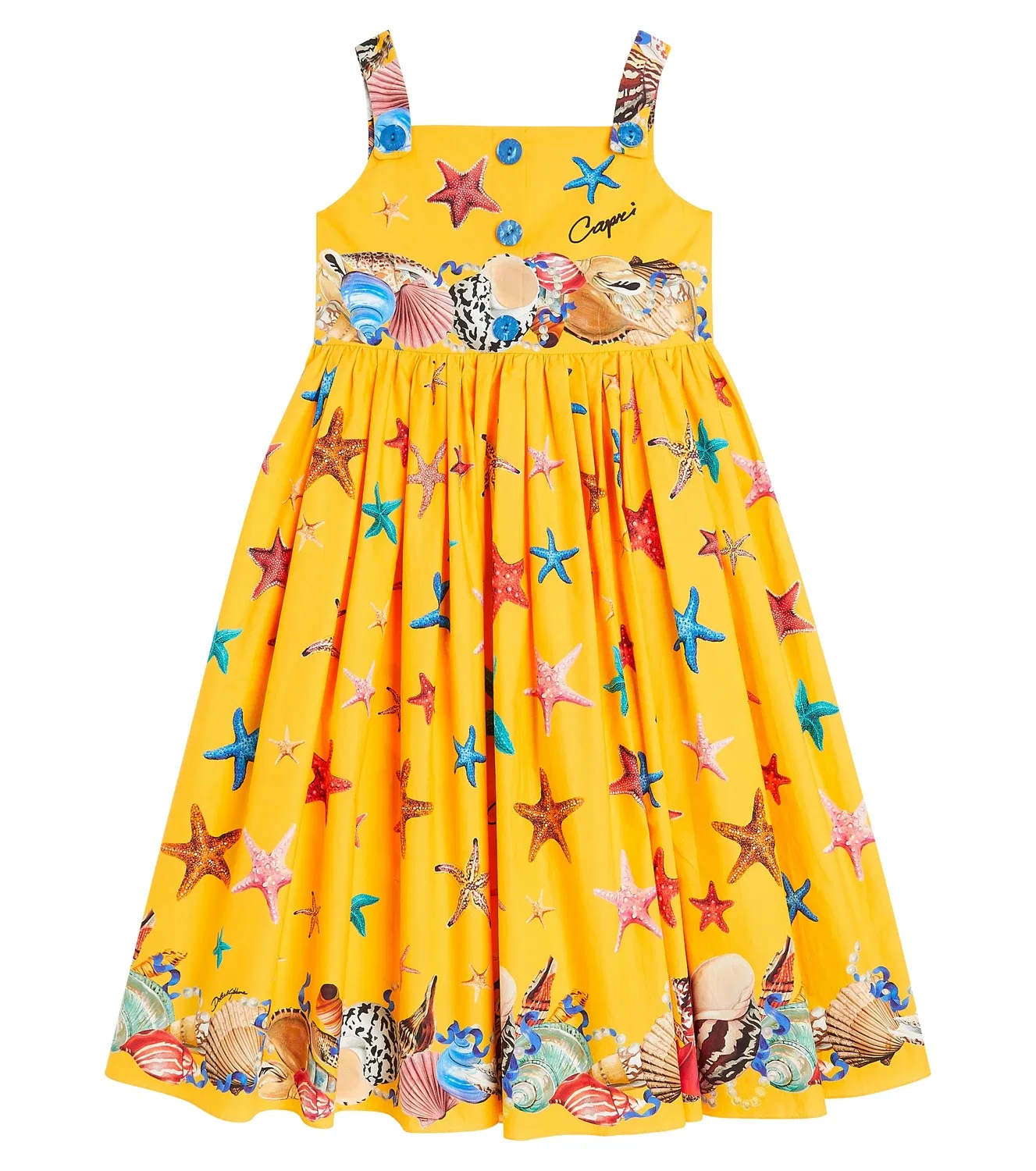Платье-поплин хлопковое Capri Dolce&Gabbana Kids, желтый