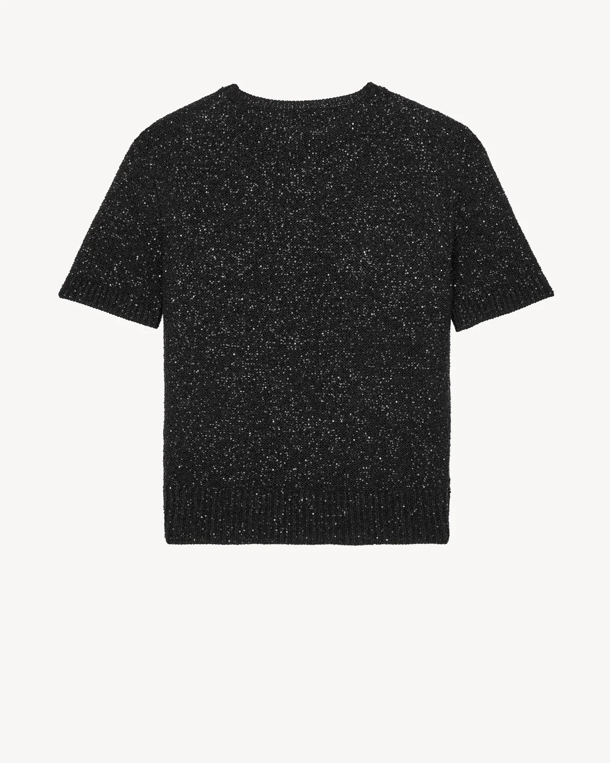 Футболка с пайетками из металлизированного трикотажа Saint Laurent, черный — фото 2