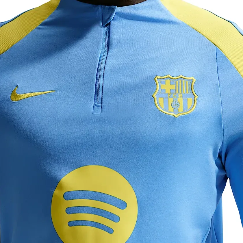 Мужская игровая майка F.C. Barcelona Strike Fourth Dri-FIT Knit Drill T-Shirt 'University Blue Opti Yellow Nike, University Blue/Opti Yellow — фото 3