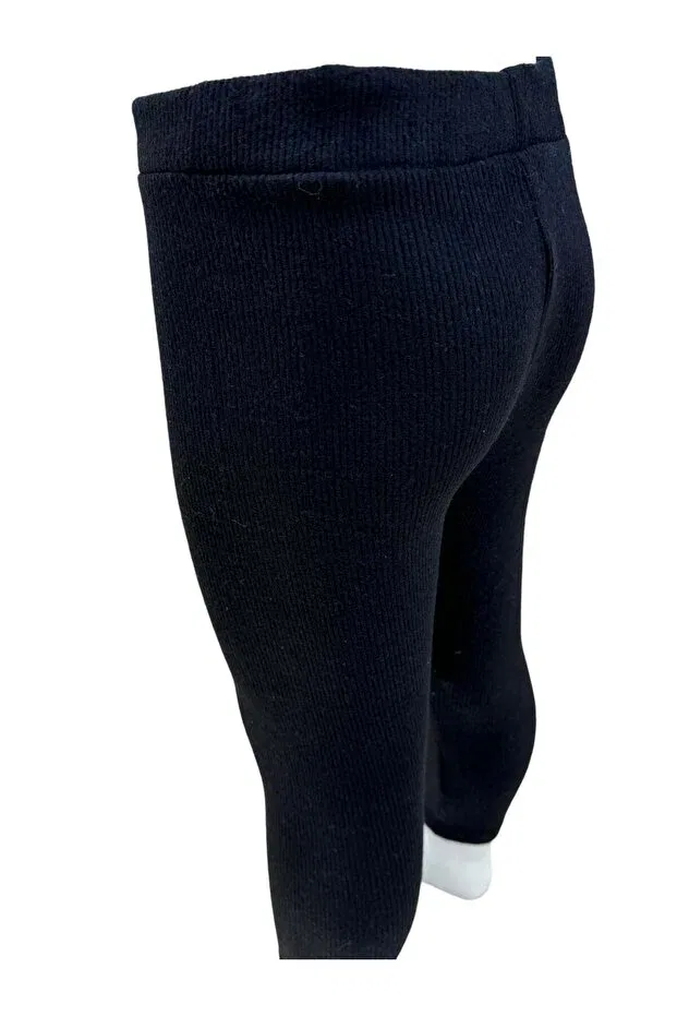 Детские леггинсы для девочек ребристые Ribbed camisole girl tights Esterella, Black — фото 2