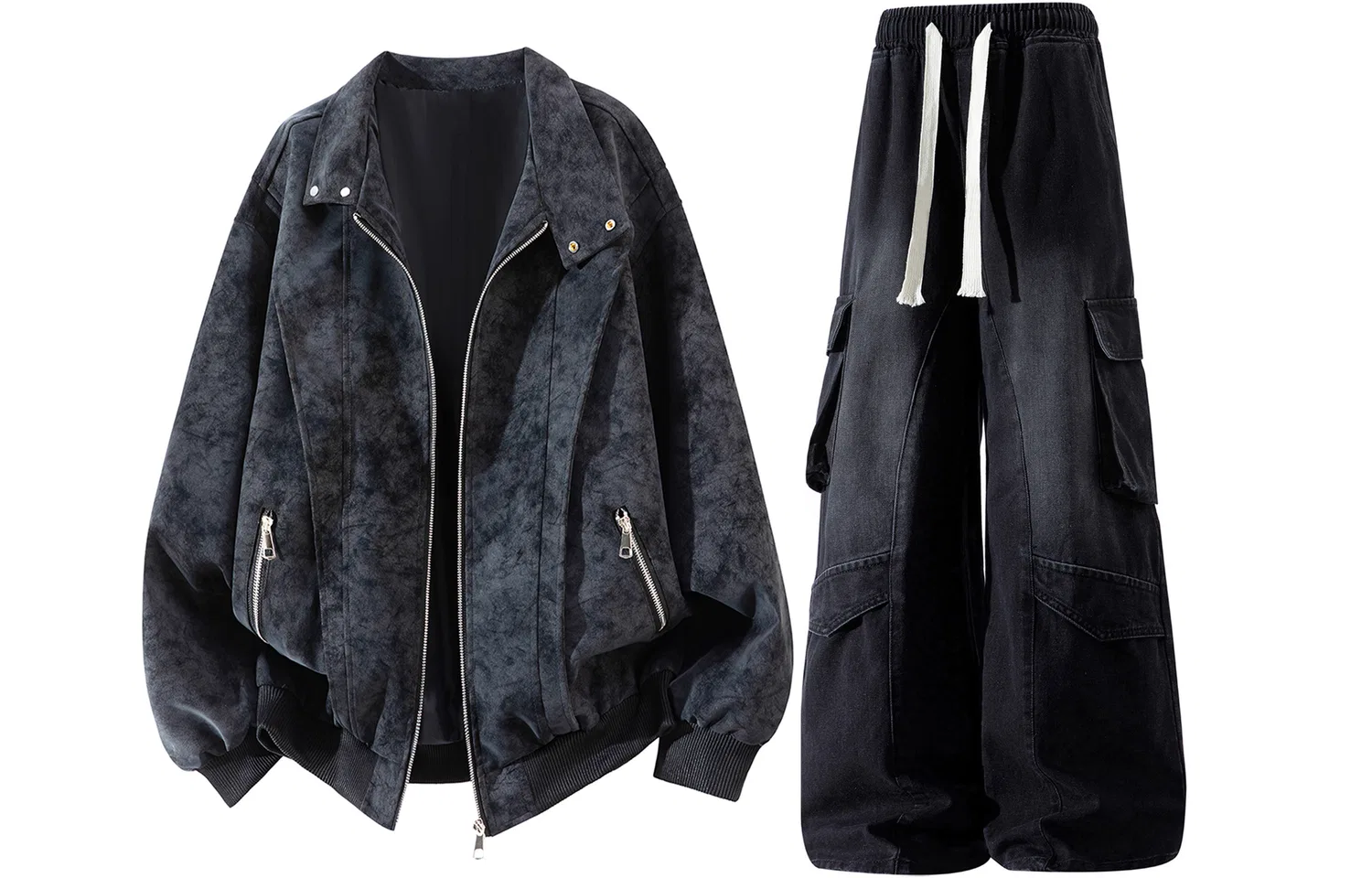 Детский комплект из футерованной куртки и джинсов X1617, Black/Yellow — фото 3