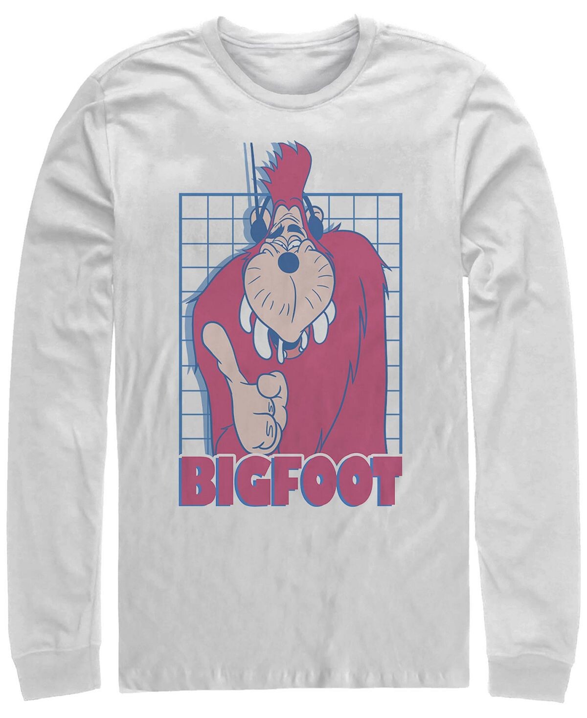 

Мужская футболка с круглым вырезом и длинными рукавами a goofy movie jamming bigfoot Fifth Sun, белый