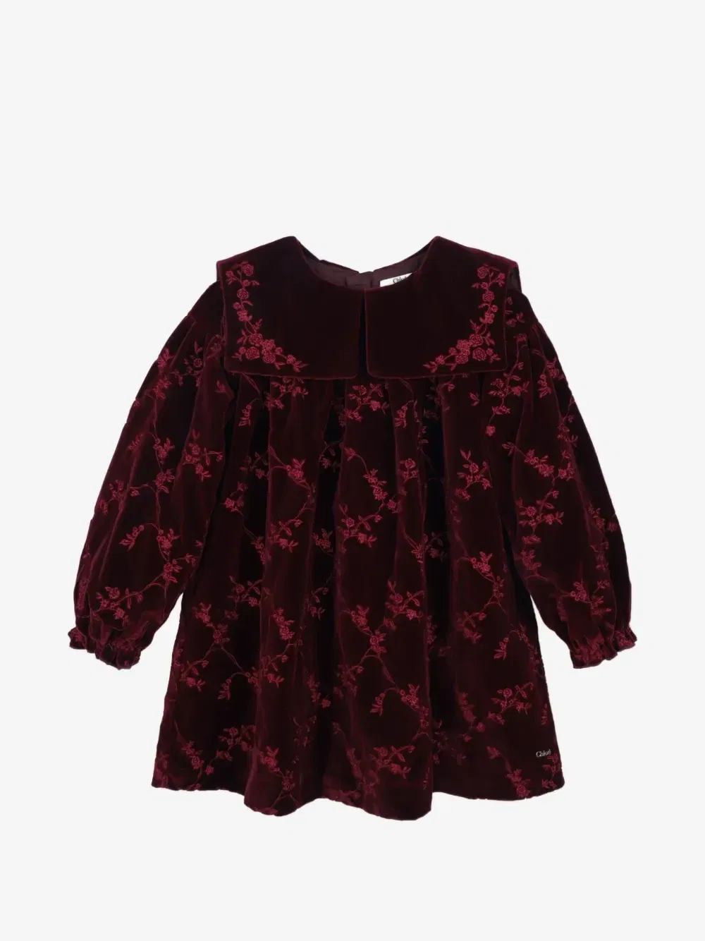 Платье с цветочной вышивкой Chloé Kids, красный