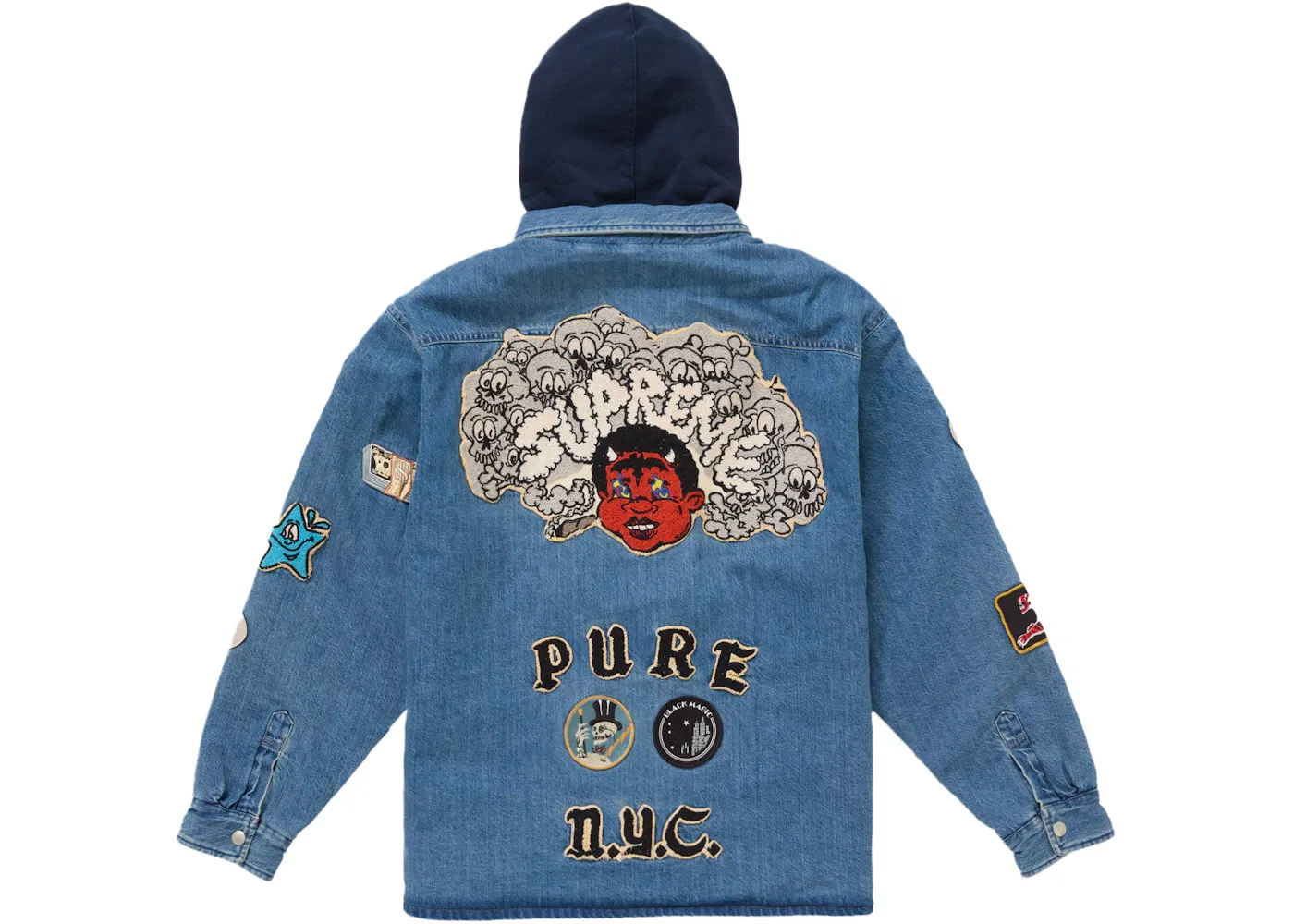 Мужская рубашка-джинсовка с принтом Patches Supreme, Denim — фото 4