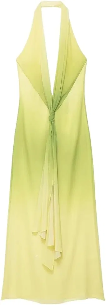 Женское летнее платье с галстуком V-образным вырезом Tie Dye, Green