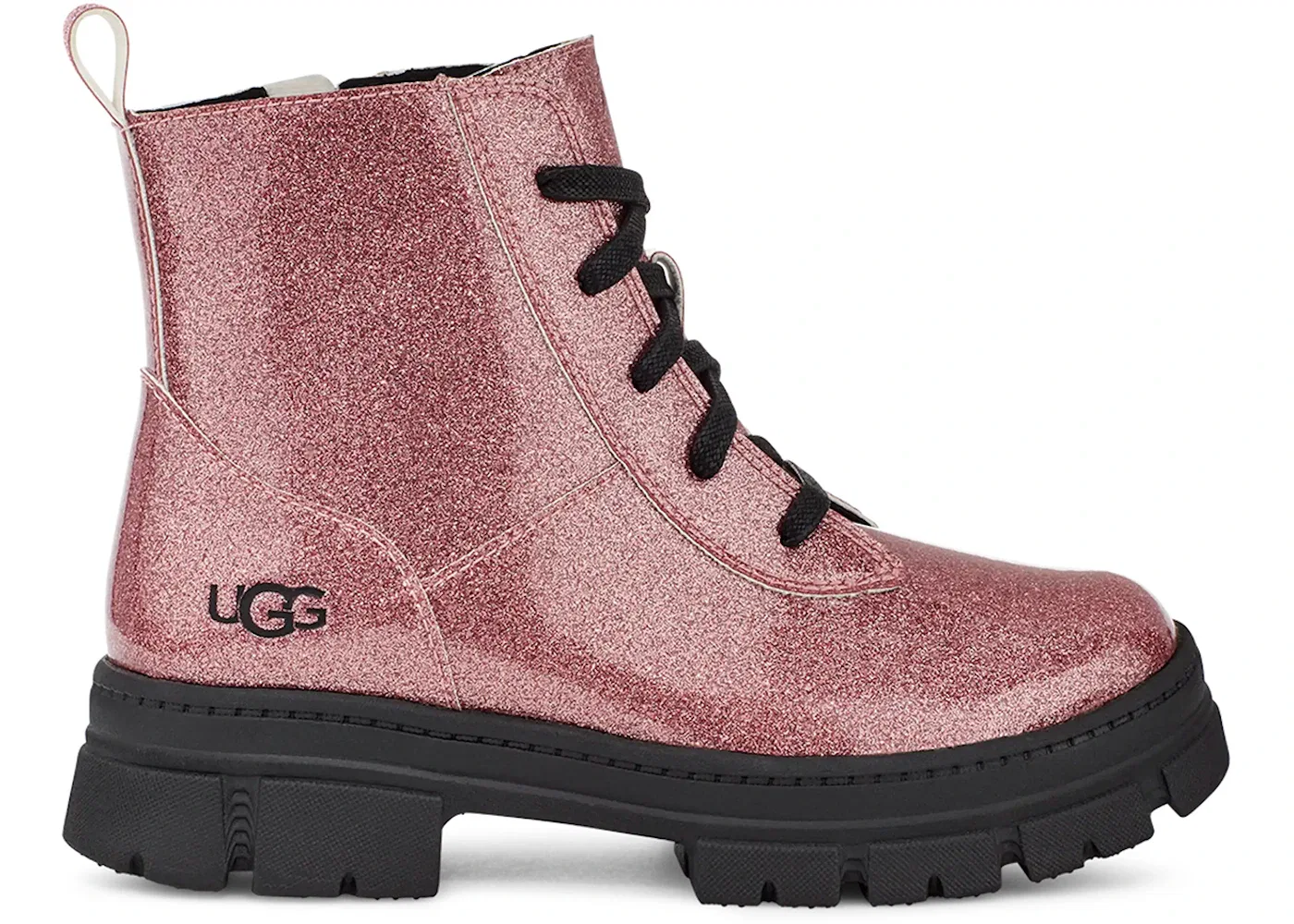 Детские ботинки с пайетками UGG Ashton Lace Up Glitter Boot, Glitter Pink