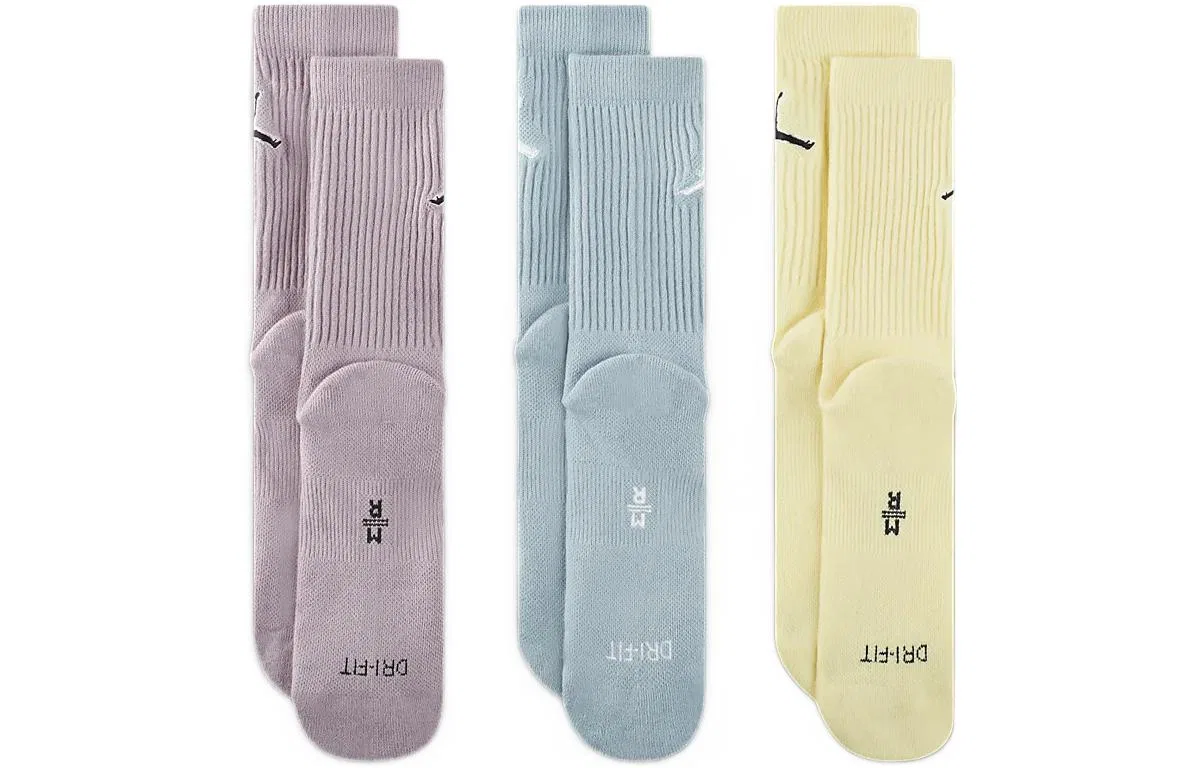 Детские носки до колена 3 пары Jordan, Light Pink Light Blue Light Yellow — фото 4