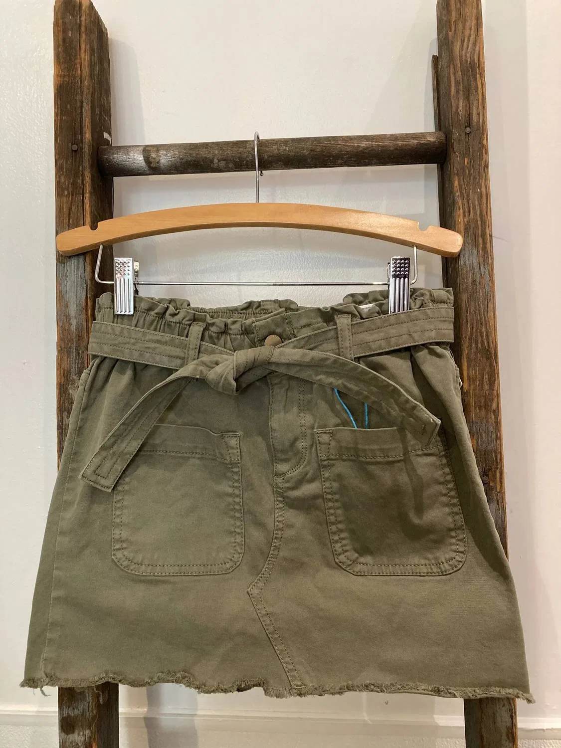 Детская юбка с поясом-бумажным пакетом на поясе Jenny Paper Bag Skirt DL1961 - Kids', Army Green