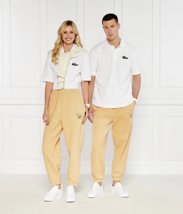 Штаны спортивные мужские Lacoste, свободного кроя, бежевый — фото 2