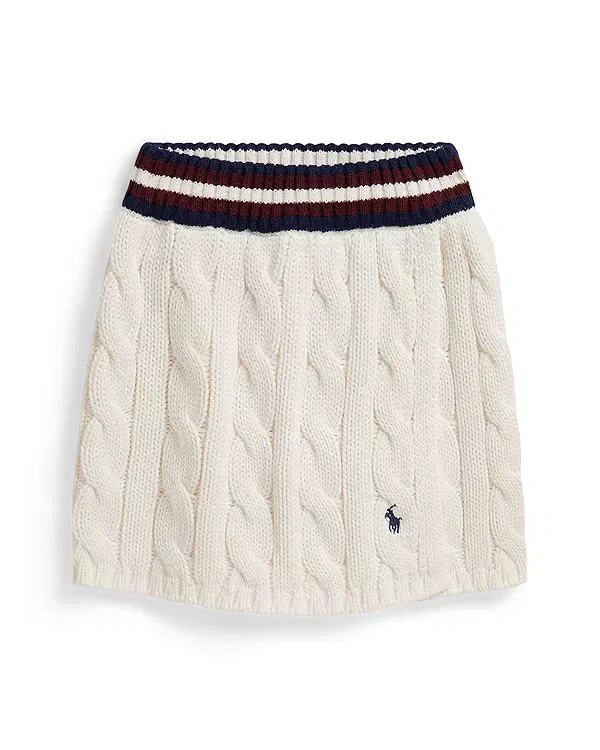 Детская юбка для девочек хлопковая Cable-Knit Cotton Skirt Ralph Lauren, White Multi