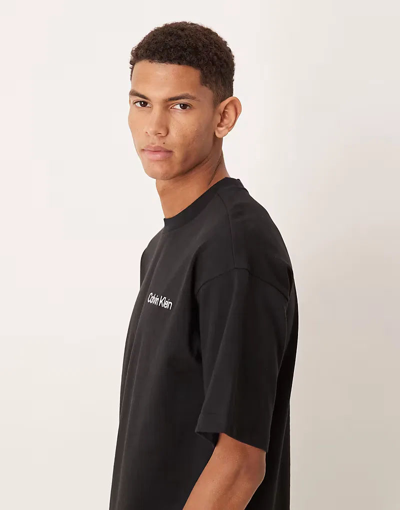 Хлопковая домашняя футболка Calvin Klein, черный — фото 4