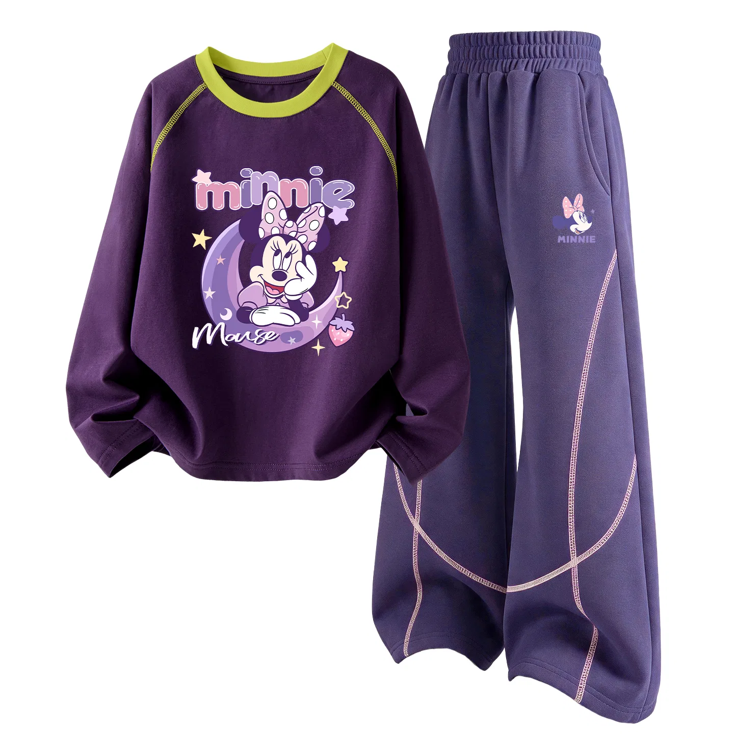 Детский спортивный костюм с круглым вырезом Disney, Цвет Di Yuanyuan Mulberry Purple+Dini Knot K Berry Purple