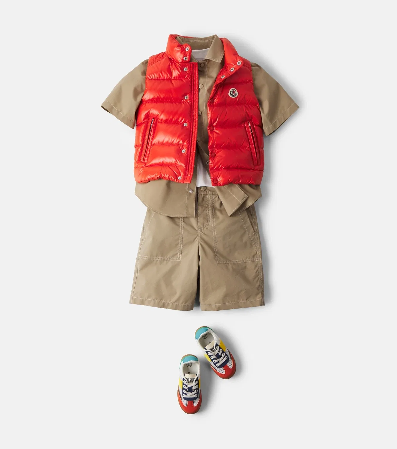 Пуховой жилет с наполнителем из пуха и пера Moncler Enfant, оранжевый — фото 2