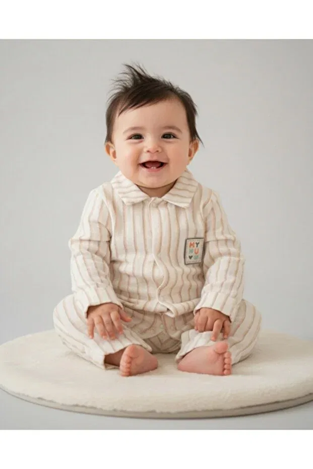 Детский комбинезон для мальчиков хлопковый без рукавов Voyyo Kids Baby, Cream