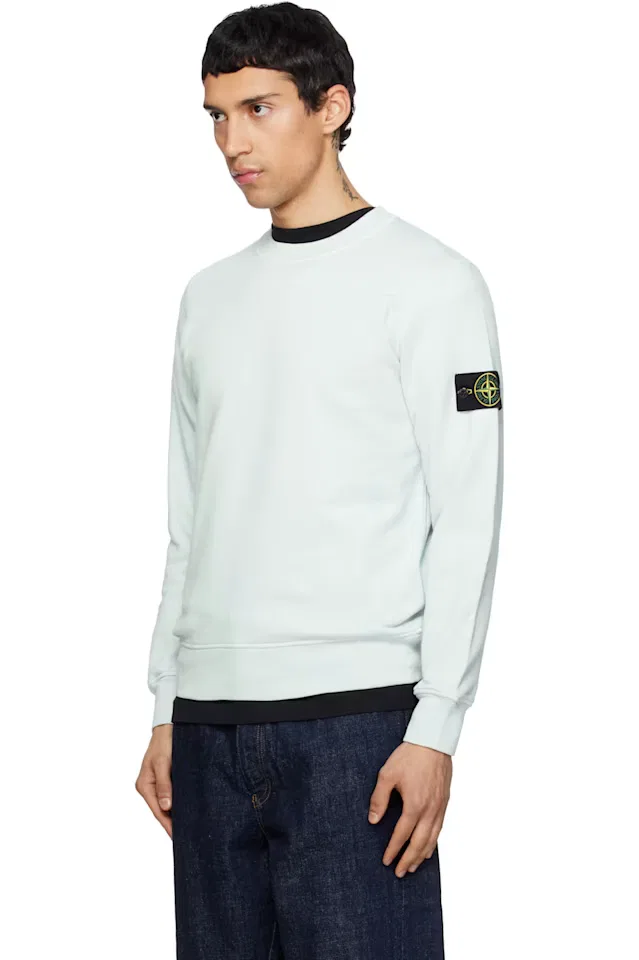 Синий свитшот из органического хлопка с начесом Stone Island — фото 4