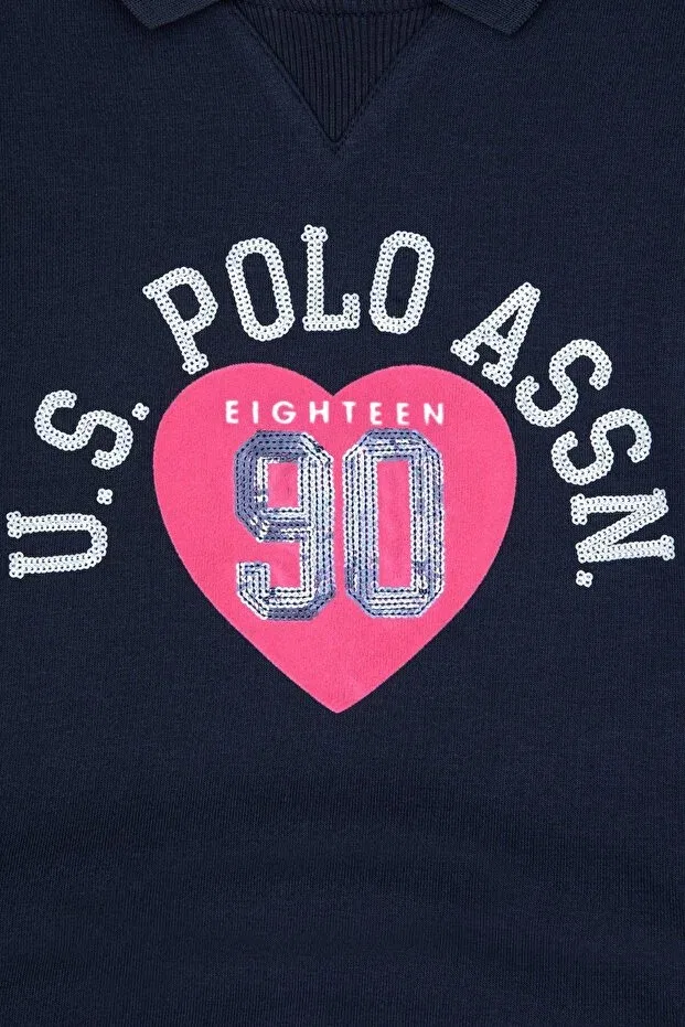 Детские свитшот для девочек с принтом U.S. Polo Assn., Navy Blue — фото 3