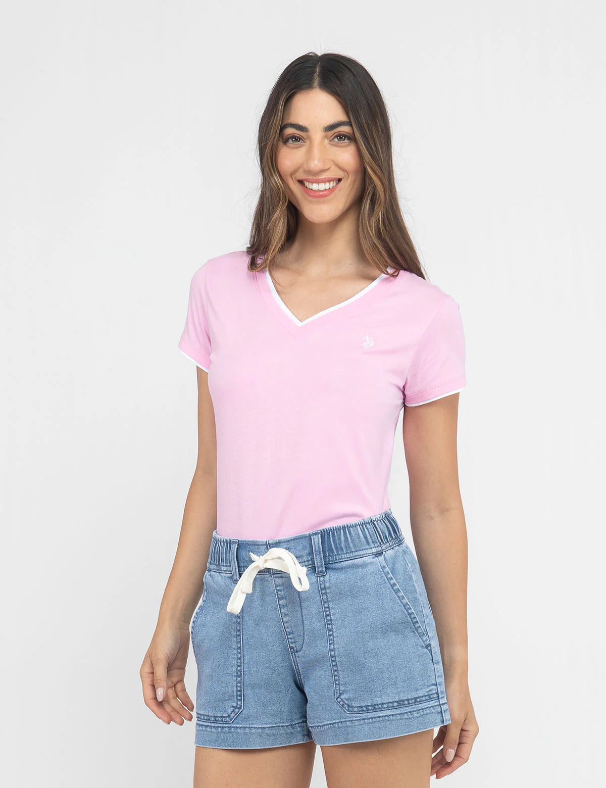 

Футболка U.S. Polo Assn. V-neck, розовый