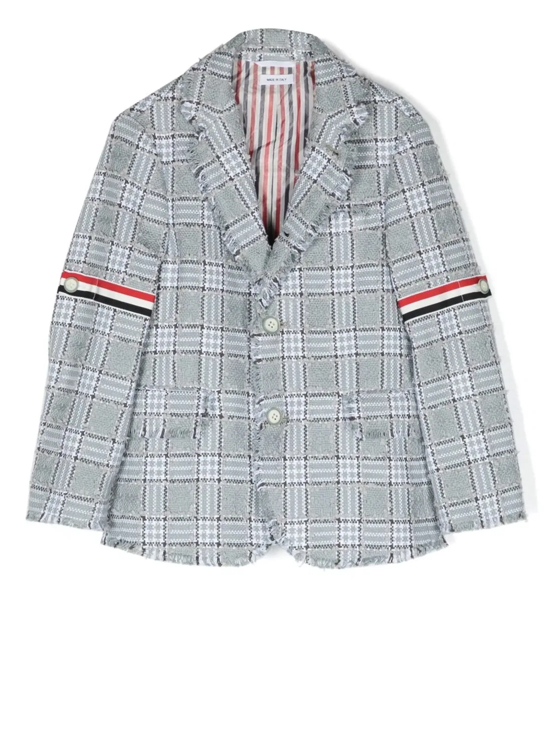 Однобортный пиджак из твида Thom Browne, серый