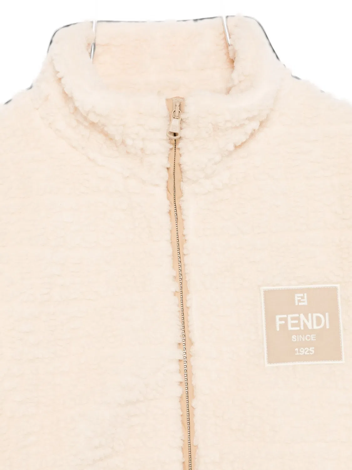 Куртка с жаккардовым логотипом FF Fendi Kids, нейтральные цвета — фото 3