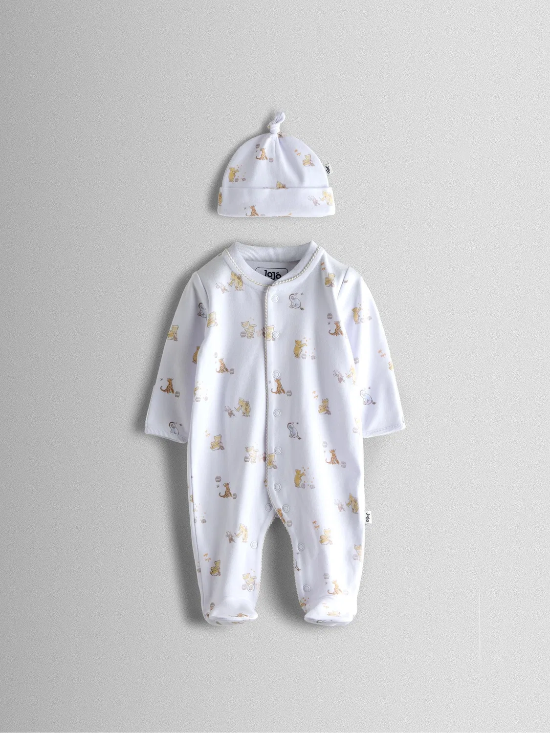 Комбинезон для сна с шапкой Winnie the Pooh Jojo Maman Bébé, кремовый — фото 4