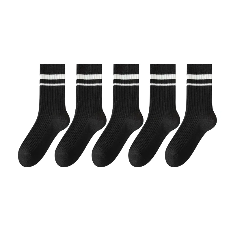 Детские носки с принтом MINISO, 5 Black With Two Stripes