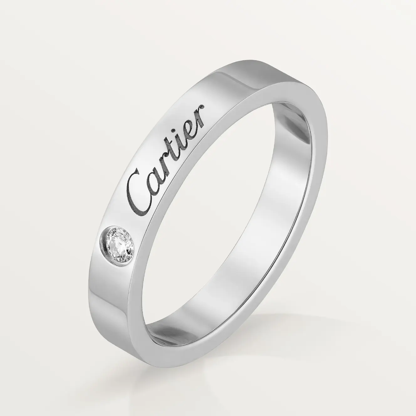 

Кольцо Cartier C de Cartier Wedding Flat, 3 мм, платина/бриллиант