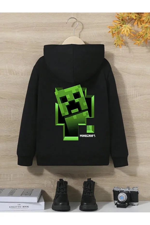 Детское худи с принтом для мальчиков Minecraft Daxia, Black