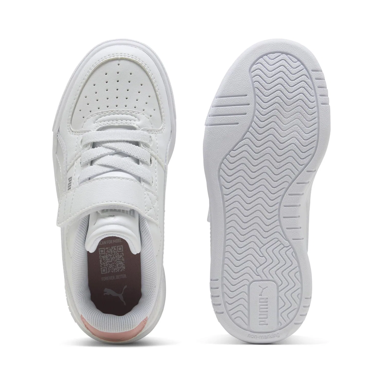 Детские кроссовки для девочек с принтом Caven Velcro Pre-school PUMA, White Rosy Outlook Silver — фото 4
