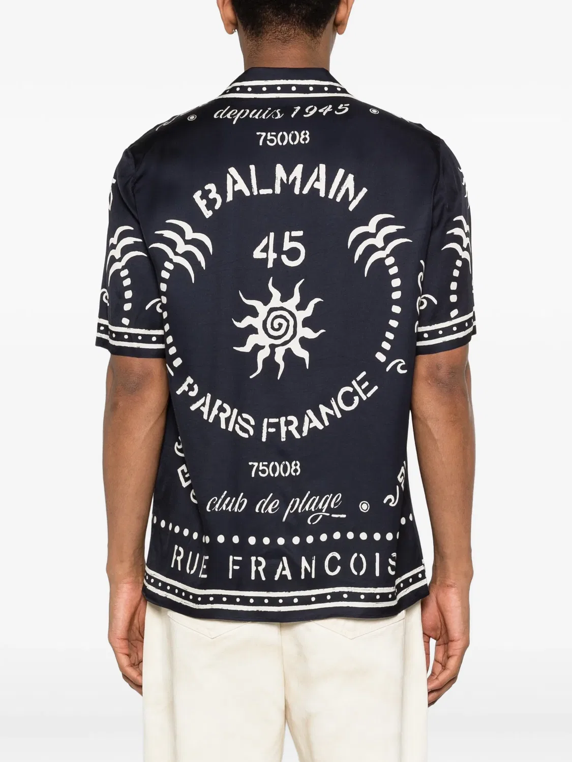 Рубашка с принтом, синяя Balmain, синий — фото 2