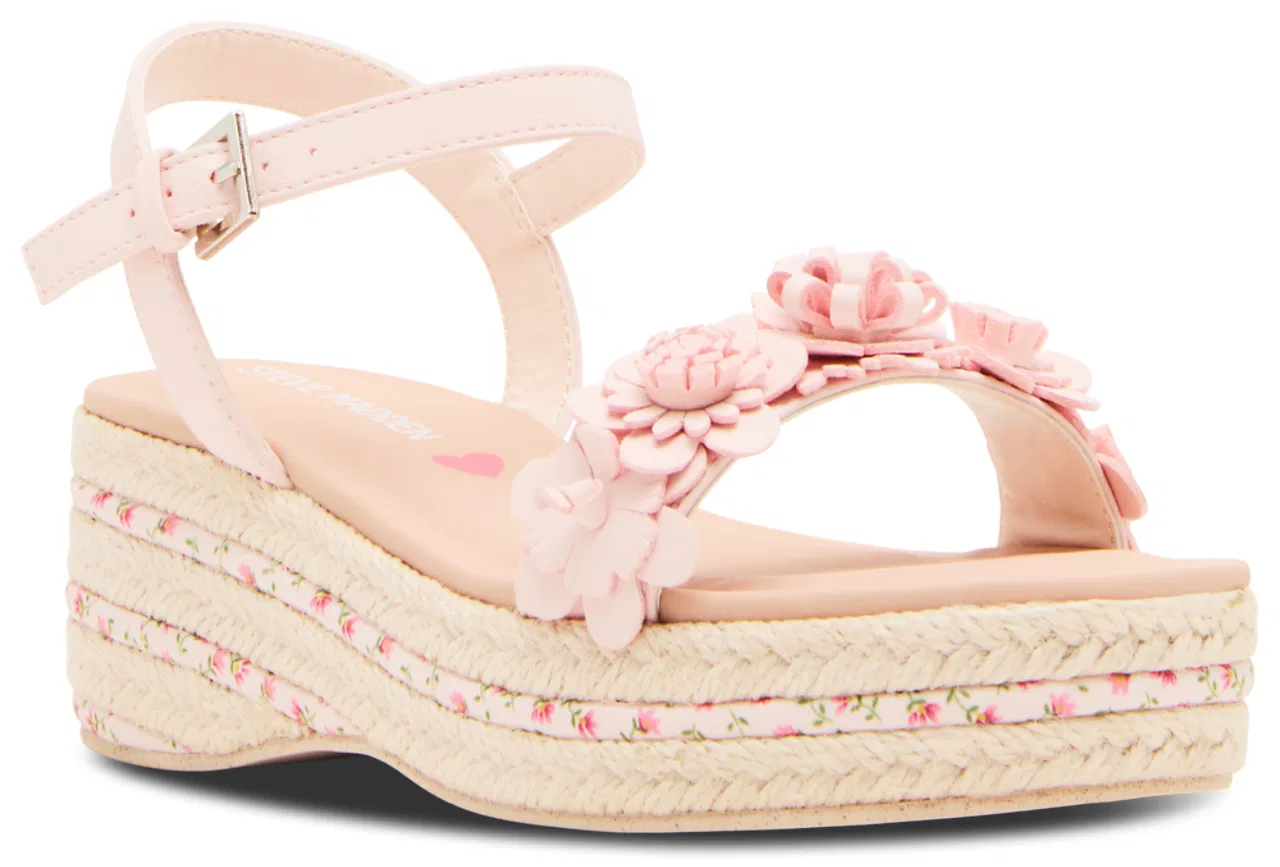 Детские сандалии для девочек с цветочным декором Steve Madden JDORI, Blush — фото 2