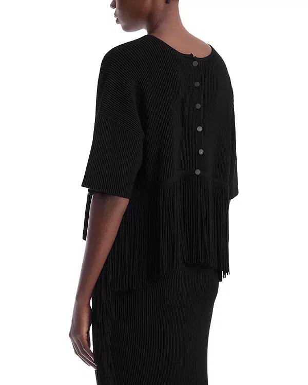 Женский кардиган с бахромой Elbow-length sleeves Emporio Armani, черный — фото 3