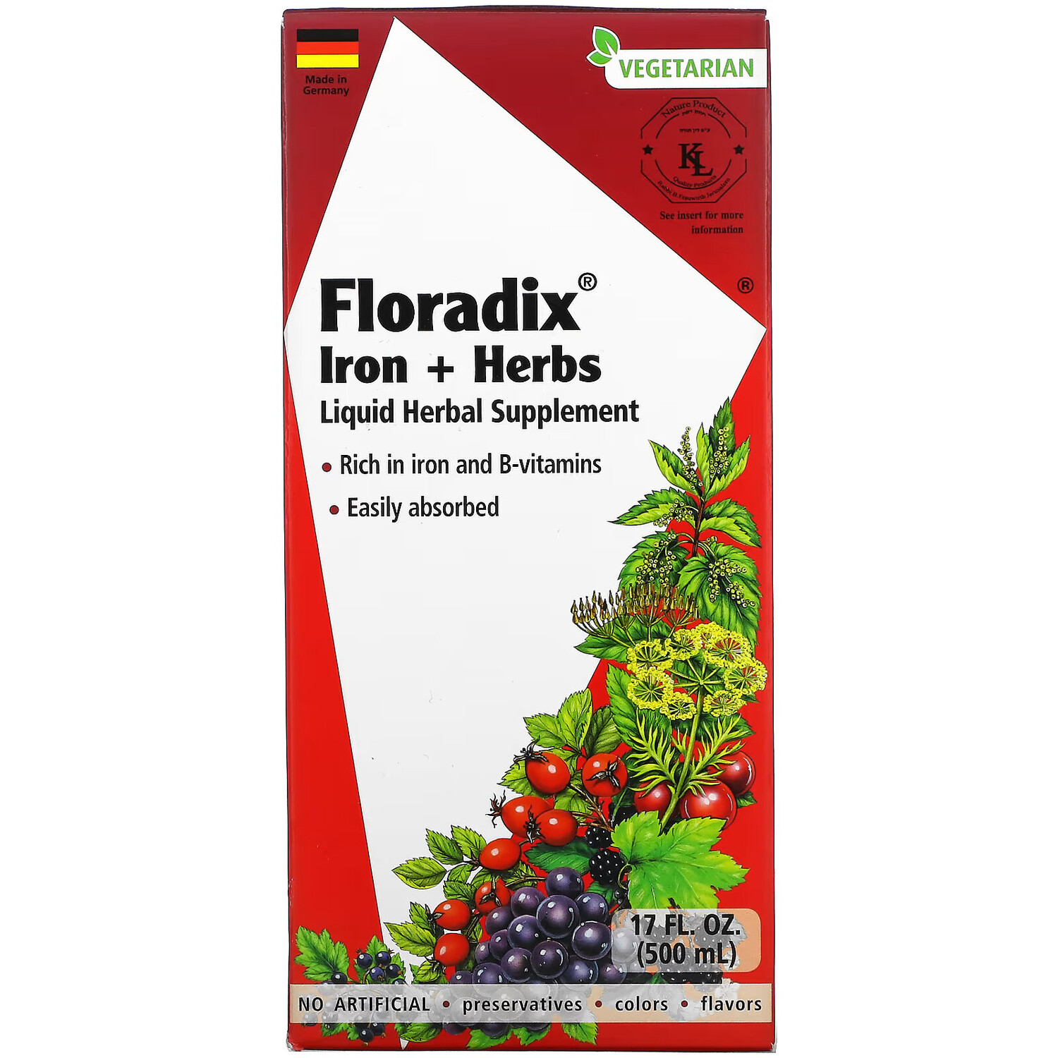 

Gaia Herbs, Floradix, железо и травы, 500 мл (17 жидк. Унций)