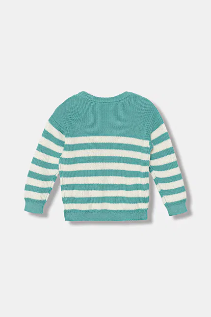 Свитер детский с вязаным узором United Colors of Benetton, бирюзовый — фото 2