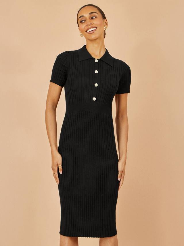 

Платье рибана с пуговицами в виде маргариток Yumi, Black