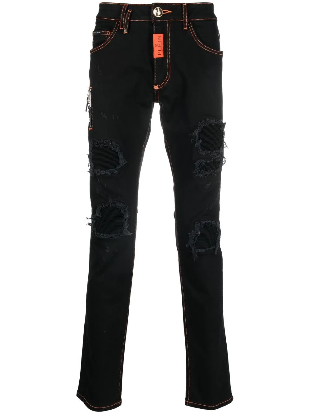 

Узкие джинсы с прорезями Philipp Plein, черный