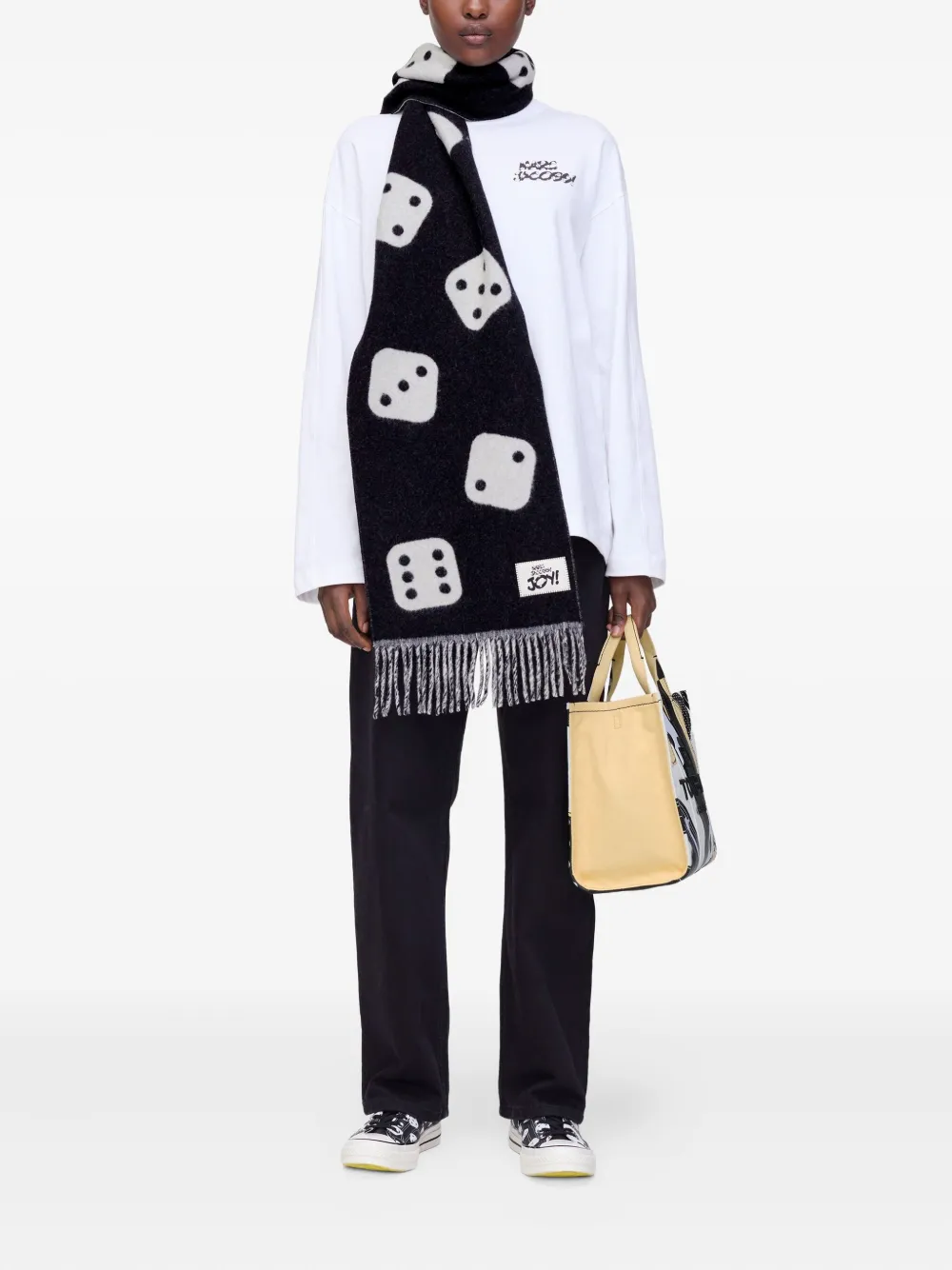 Шарф The Dice с бахромой MARC JACOBS, черный — фото 2