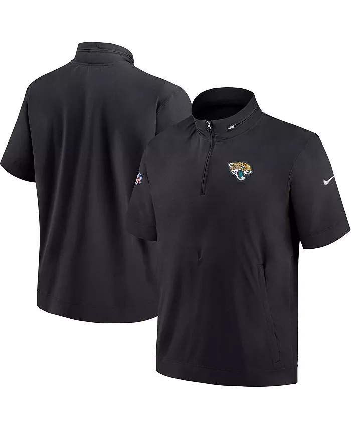 Мужская черная худи с короткими рукавами и молнией на четверть Jacksonville Jaguars Sideline Coach Nike — фото 4