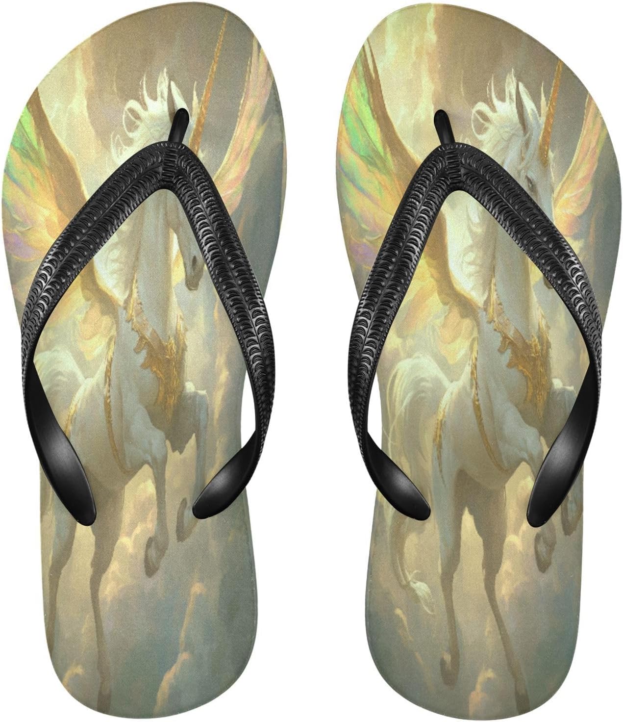 

Вьетнамки с единорогом золотые, пляжный душ, резиновые нескользящие летние шлепанцы для прогулок, мужские и женские Sinestour