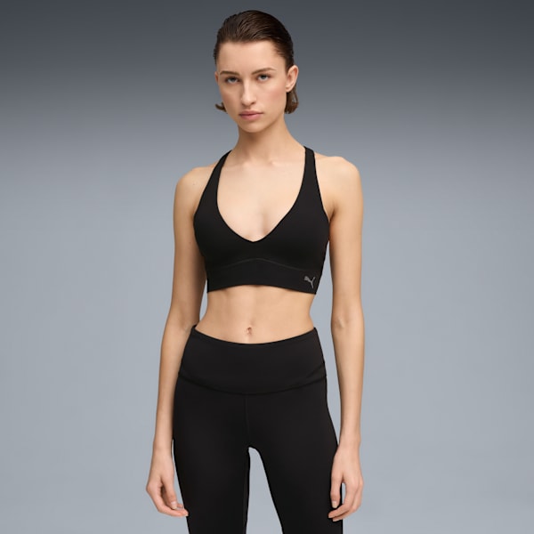 

Женский спортивный бюстгальтер с низкой ударной нагрузкой, отводящий влагу Shapeluxe Plunge Puma, черный