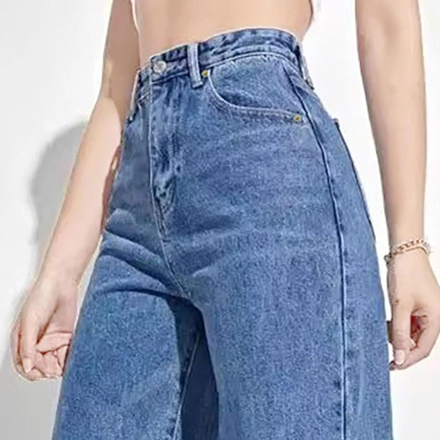 Джинсы свободные Women's Wide Leg Jeans High Waisted Barrel Jeans Loose Trendy Casual Denim Pants with Five Pockets, Dark Blue — фото 3