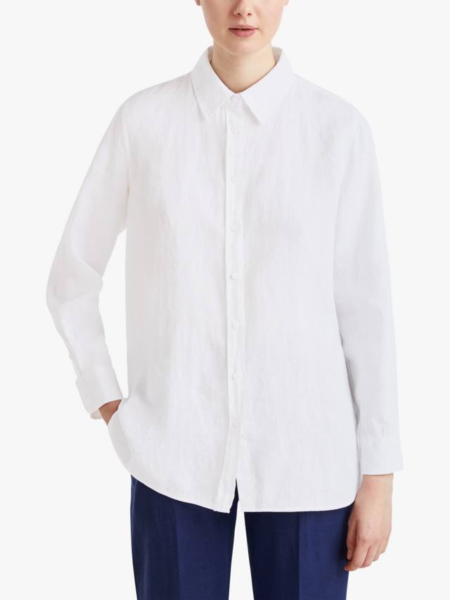 

Рубашка из чистого льна обычного покроя Benetton, цвет Optical White