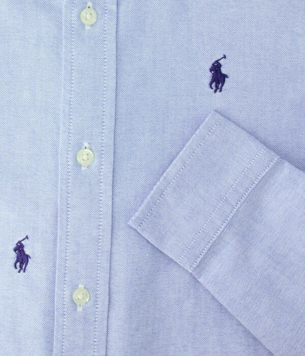 Рубашка детская Polo Ralph Lauren с монограммой логотипа, голубой — фото 3