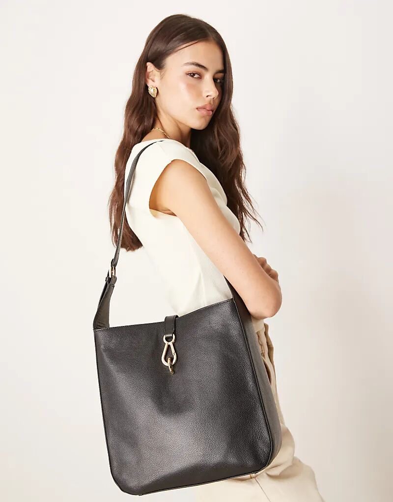 

Кожаная сумка через плечо Accessorize черного цвета