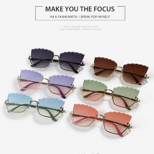 

Полуободковые солнцезащитные очки «кошачий глаз» для женщин. Модные солнцезащитные очки «кошачий глаз» с металлической полуободковой оправой MTZJH, Brown